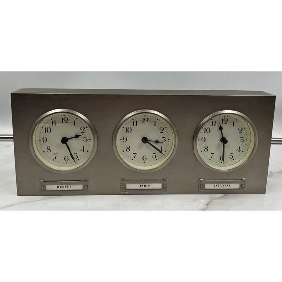 Pottery Barn Other - Pottery Barn Around the World 3-Zone World Time Clock Denver Paris Istanbul